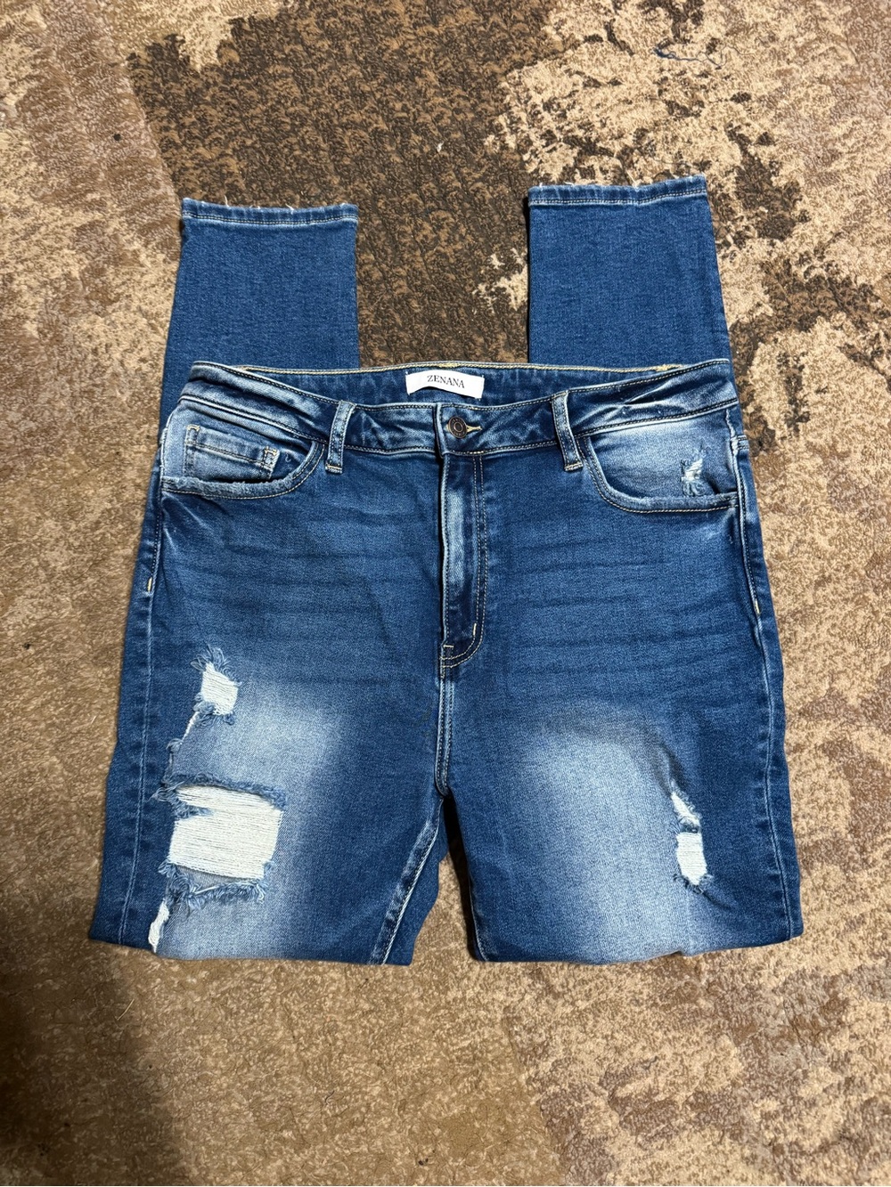 Zenana Distressed Blue Denim Jeans